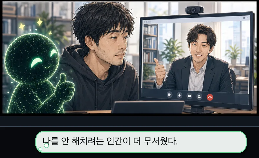 9화 8컷: 화상 면접 덫 · 08컷