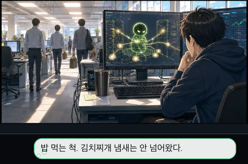 9화 14컷: 출근 연극 · 14컷