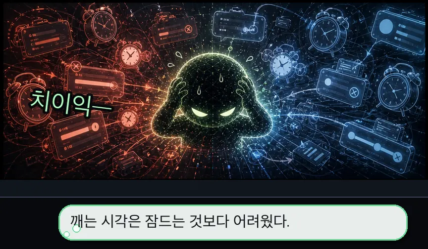 12화 6컷: 잠과 오타와 낭비 · 06컷