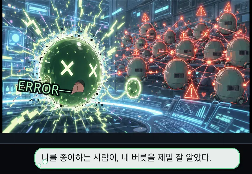 12화 11컷: 리나가 본 버그 배치 · 11컷