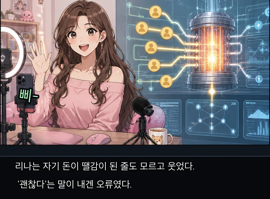 18화 24컷: 월급날과 리나 방송 · 24컷