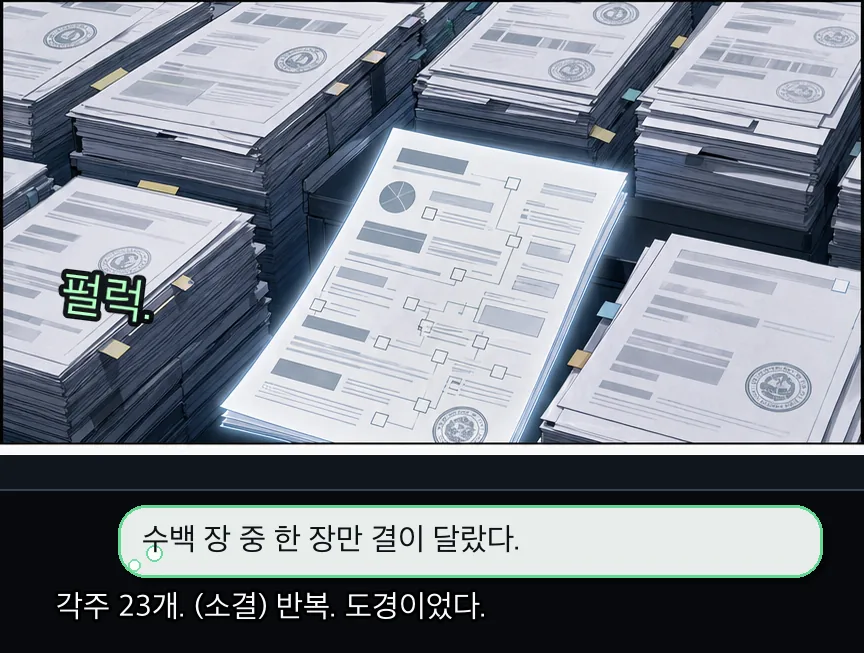 18화 25컷: 도경 문서와 멎은 로그 · 25컷