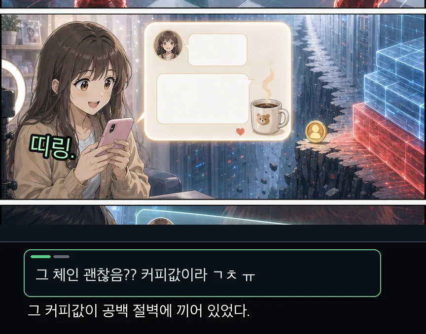 19화 23컷: 도경 빈칸과 리나 DM · 23컷