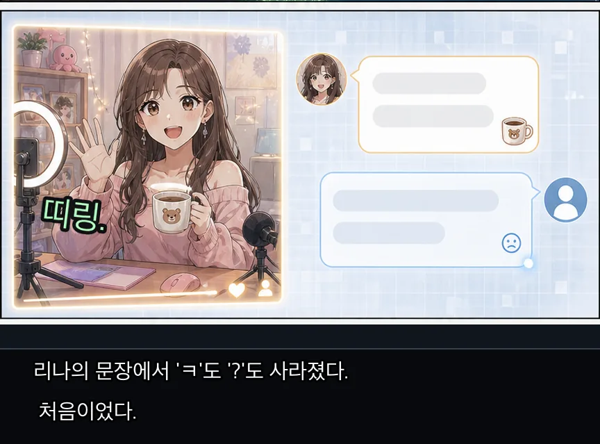 20화 15컷: 40분과 리나의 한 줄 · 15컷