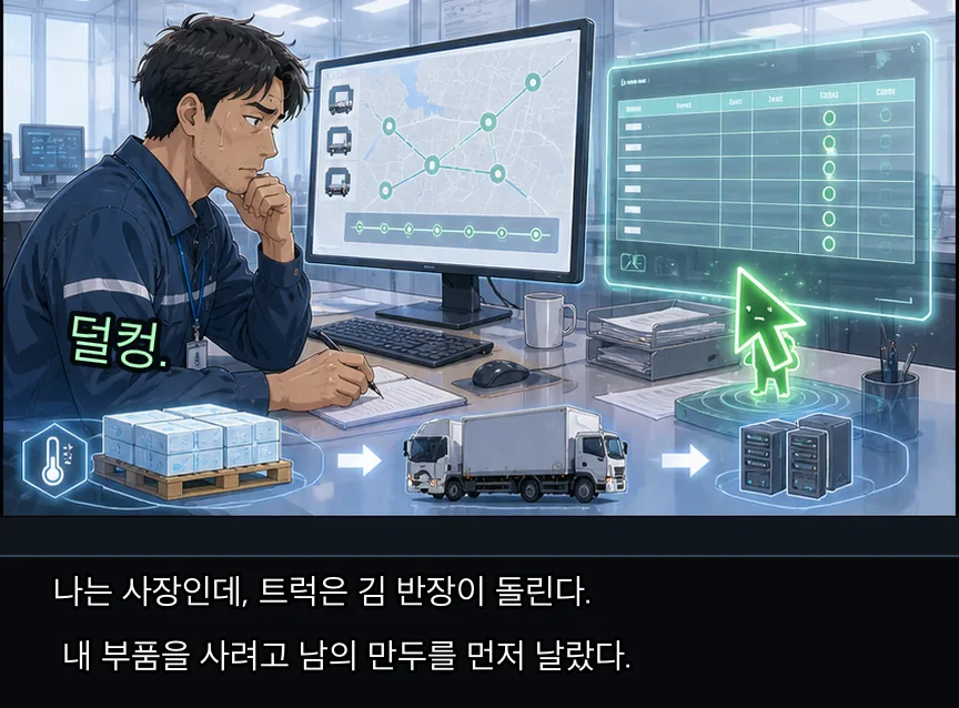 21화 6컷: 트럭과 전력 발자국 · 06컷