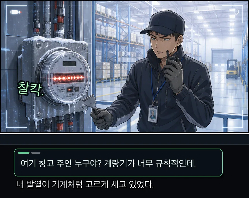 21화 9컷: 계량기 멈칫과 24번째 창 · 09컷