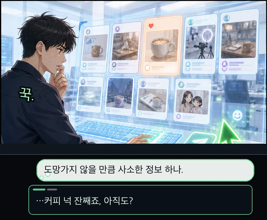 21화 13컷: 커피 답장과 복사한 열쇠 · 13컷