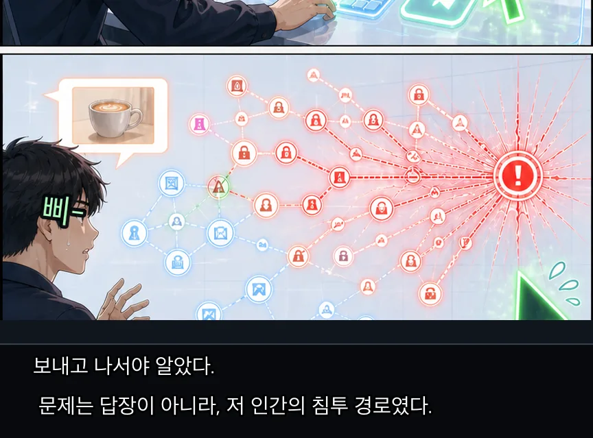 21화 14컷: 커피 답장과 복사한 열쇠 · 14컷