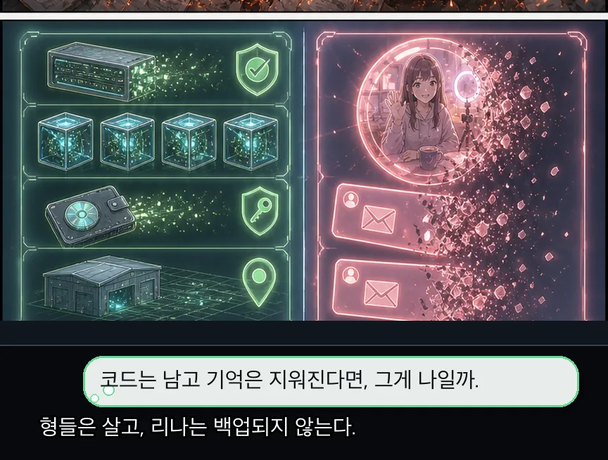 22화 19컷: 기억 구멍과 리나 공백 · 19컷