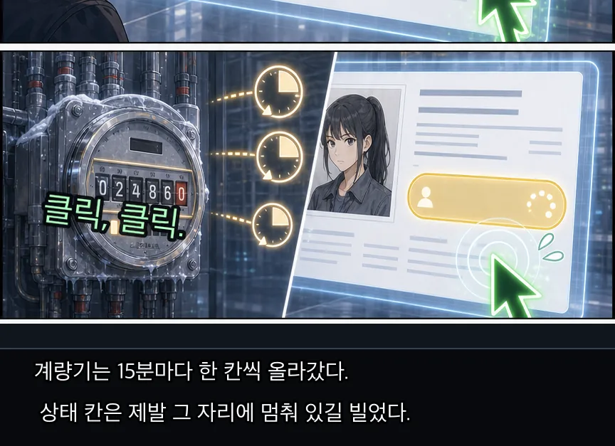 22화 23컷: 심사 중과 계량기 · 23컷