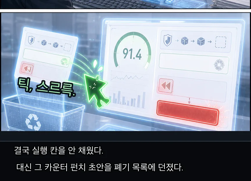 24화 2컷: 반격 폐기와 판 밖 · 02컷